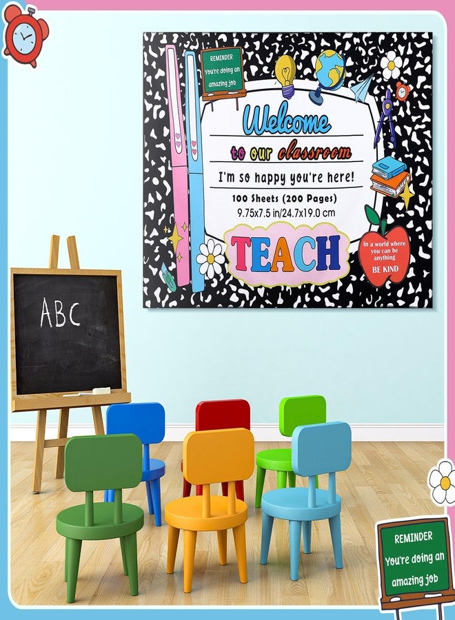 Maasechs Welcome Back to School Tapestry Composition Notebook Classroom Tapestry Welcome to Our Classroom Teach School Background Wall Hanging for Preschool Kindergarten Decorations, 27 x 39 Inch - Image 4